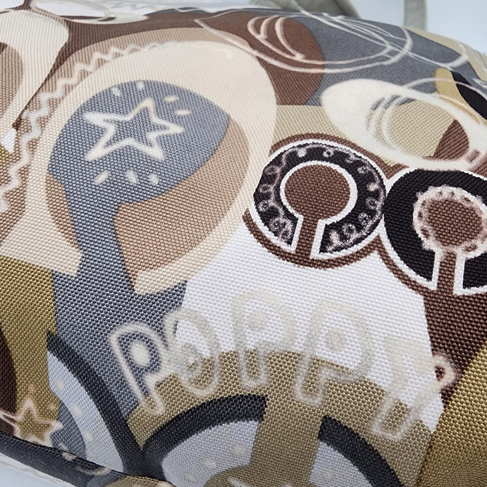 Coach Poppy Graffiti Glam Tote Canvas Silver Cream Tan Brown FLAWS - Picture 5 of 15